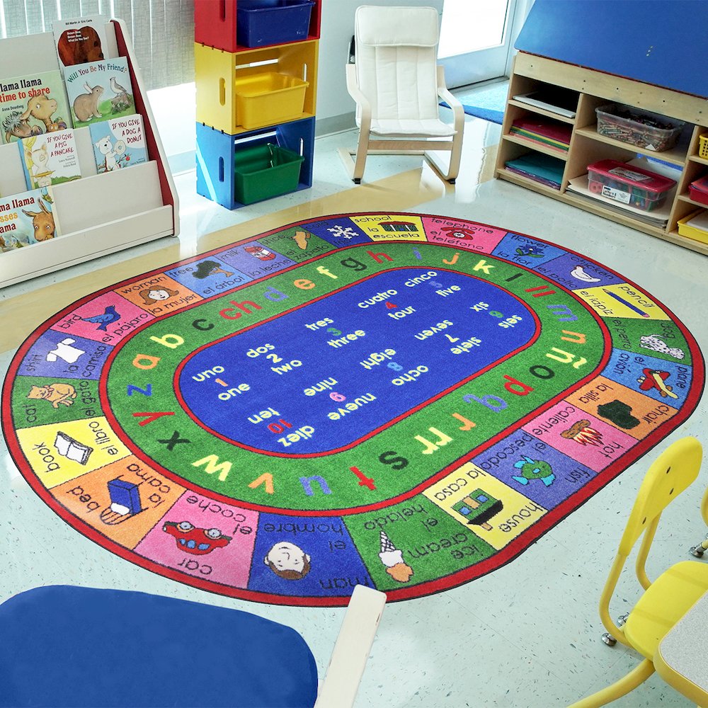 Kid Essentials LenguaLink (Spanish) 5'4" x 7'8" Oval Area Rug in Color Multi. Picture 3