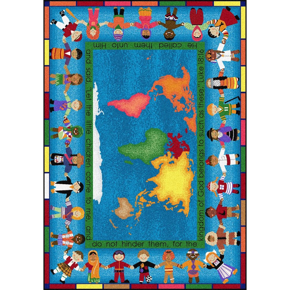 Kid Essentials Let the Children Come 5'4" x 7'8" Area Rug in Color Multi. Picture 1