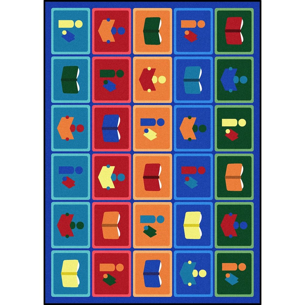Kid Essentials Library Blocks 5'4" x 7'8" Area Rug in Color Multi. Picture 1