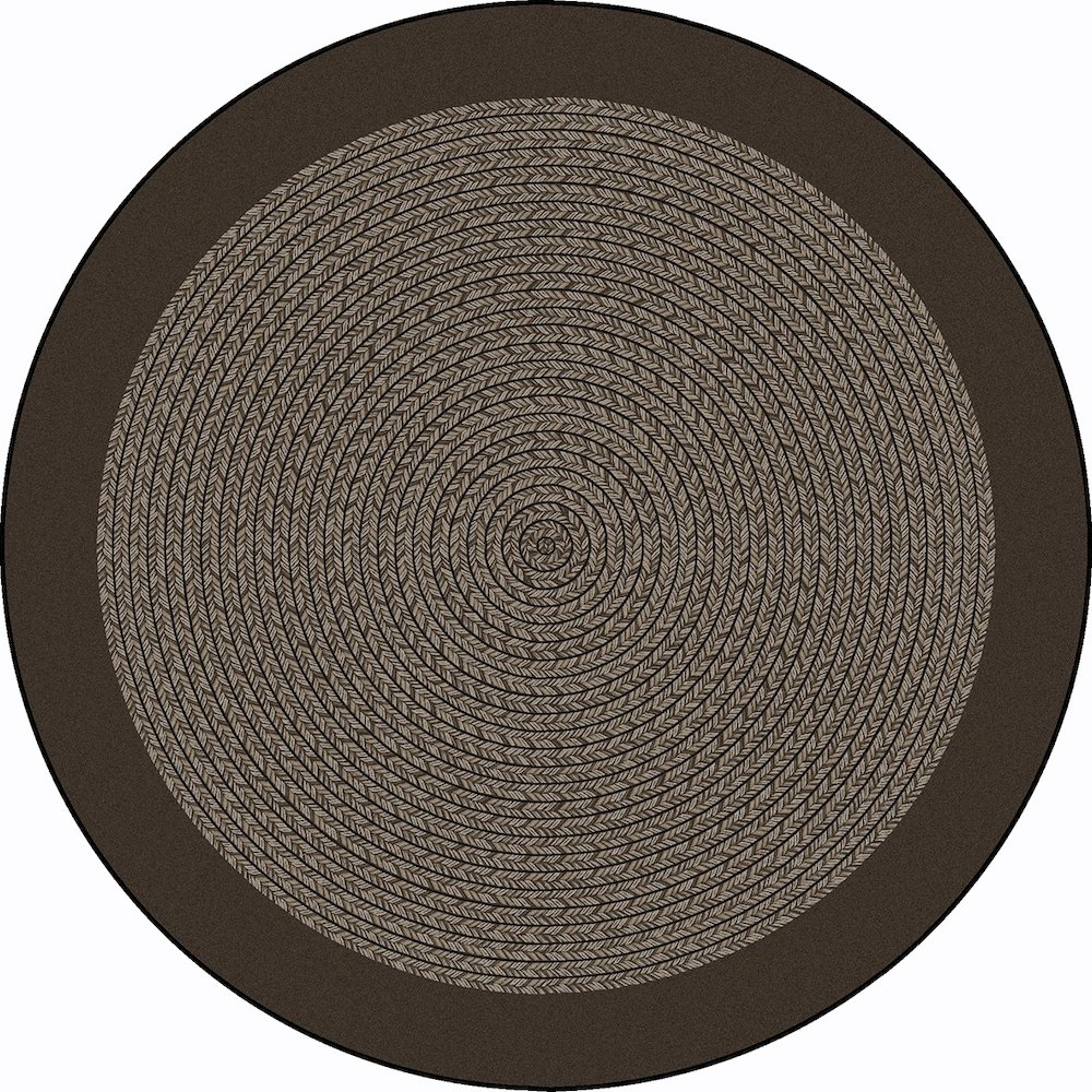 Kid Essentials Like Home 7'7" Round Area Rug in Color Chocolate. Picture 1