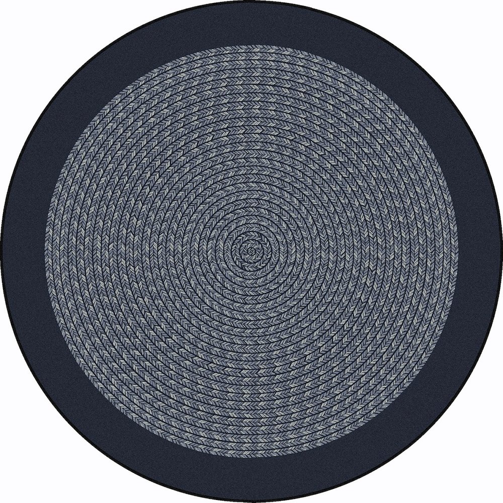 Kid Essentials Like Home 7'7" Round Area Rug in Color Navy. Picture 1