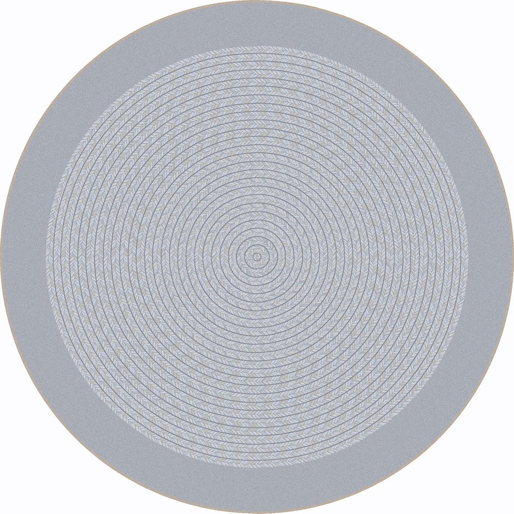 Kid Essentials Like Home 7'7" Round Area Rug in Color Silver. Picture 1