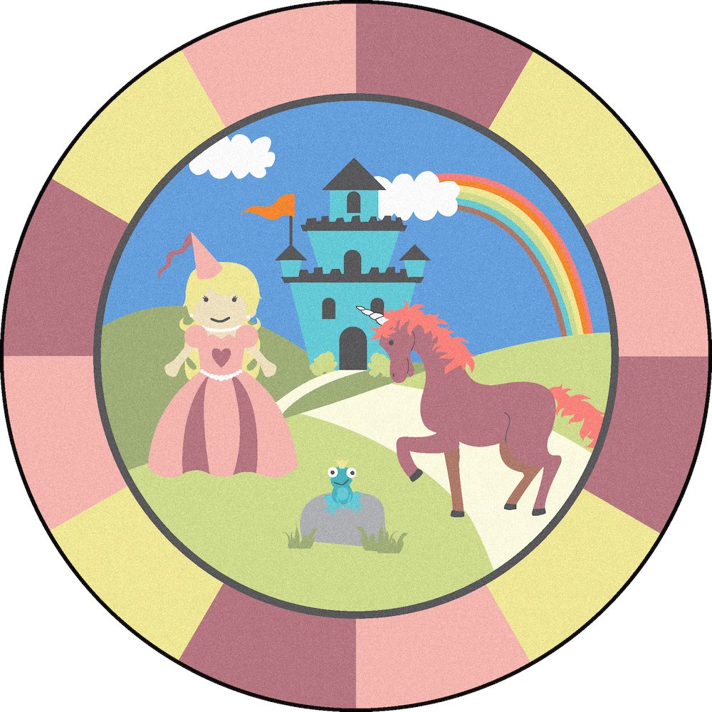 Kid Essentials Lil' Princess 7'7" Round Area Rug in Color Multi. Picture 1