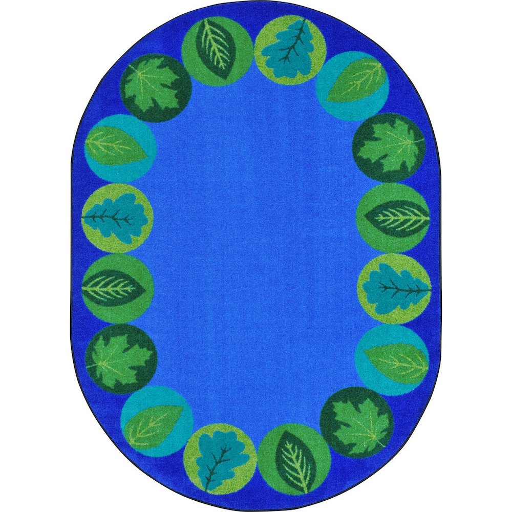 Kid Essentials Lively Leaves 5'4" x 7'8" Oval Area Rug in Color Multi. Picture 1