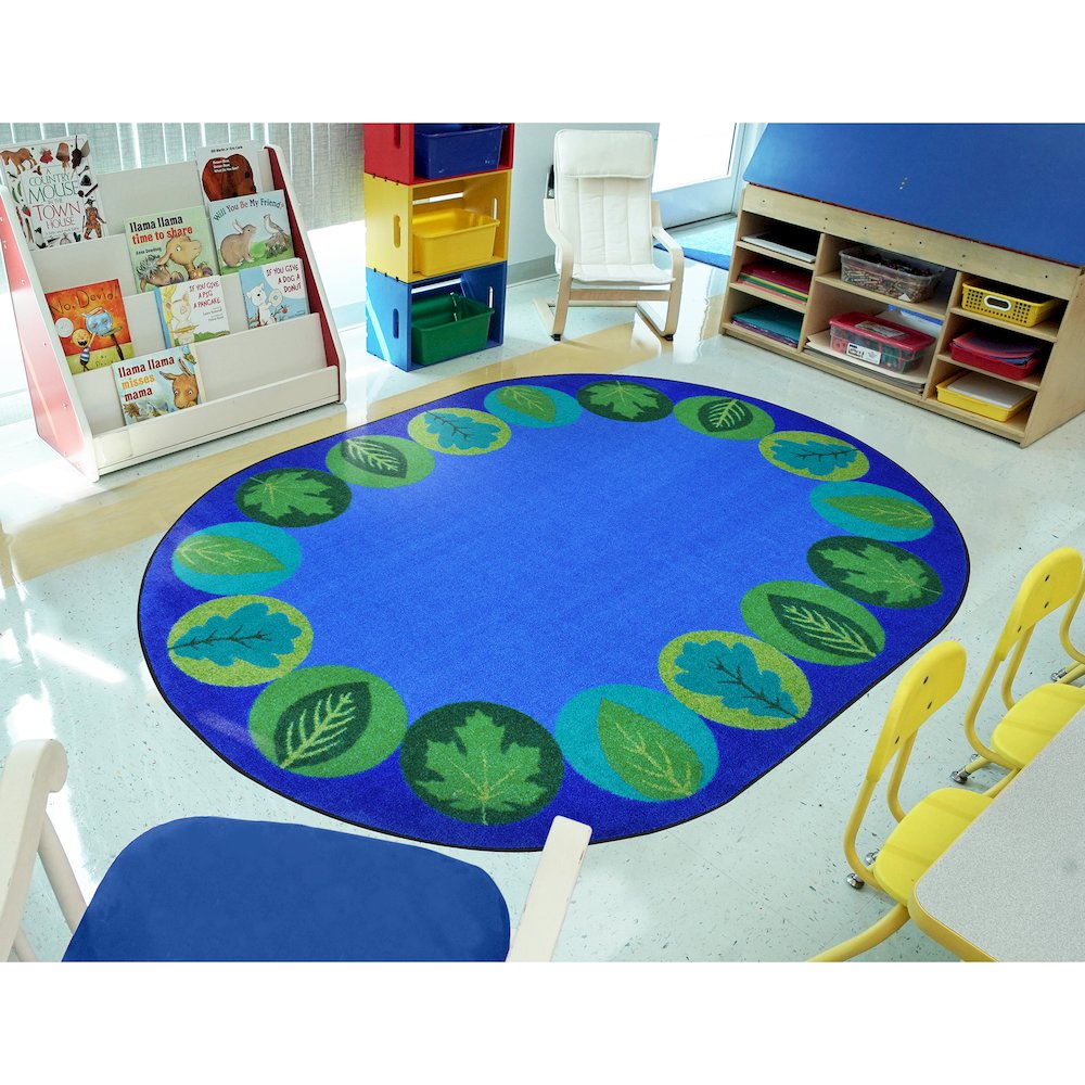 Kid Essentials Lively Leaves 7'8" x 10'9" Oval Area Rug in Color Multi. Picture 3