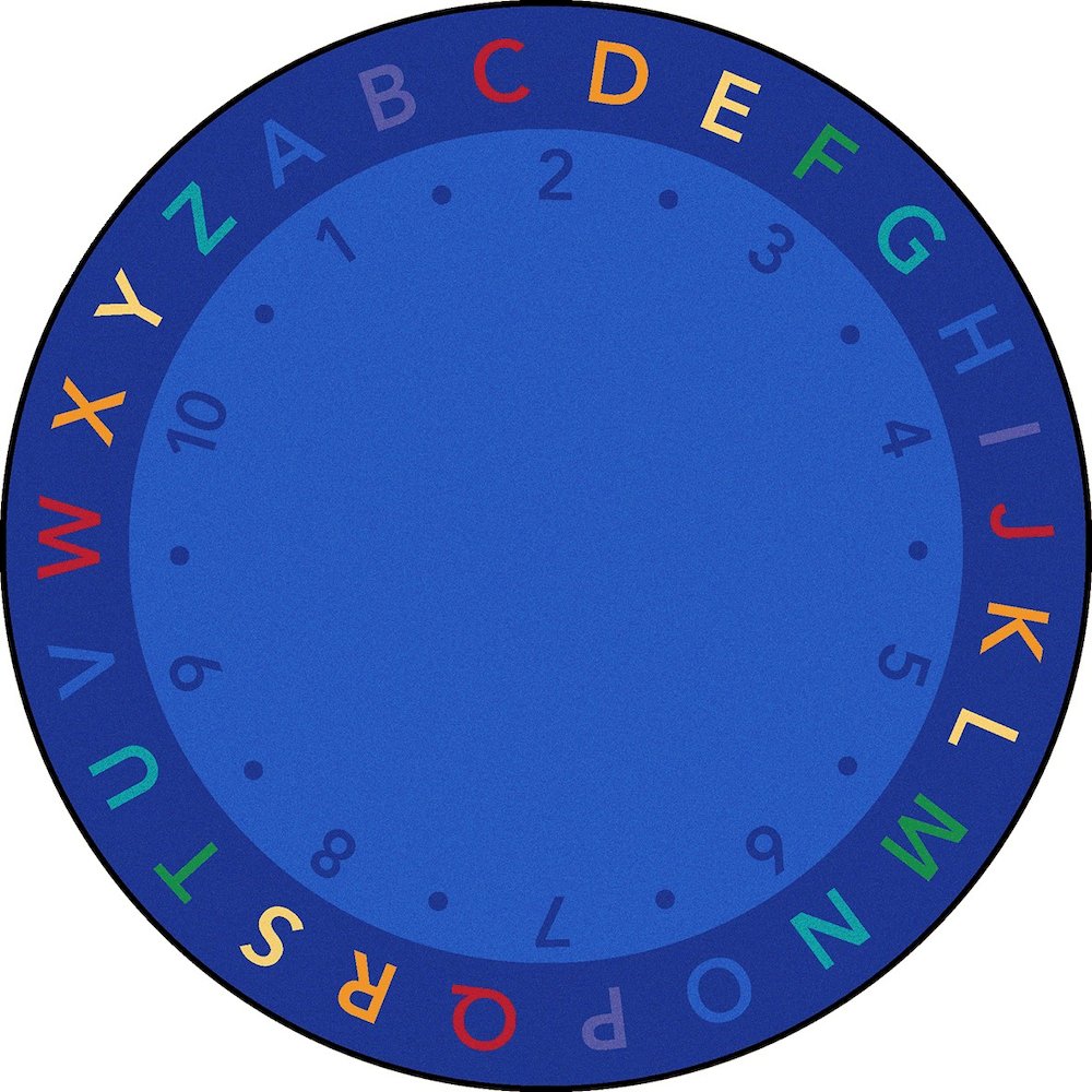 Kid Essentials Lively Letters 7'7" Round Area Rug in Color Multi. Picture 1