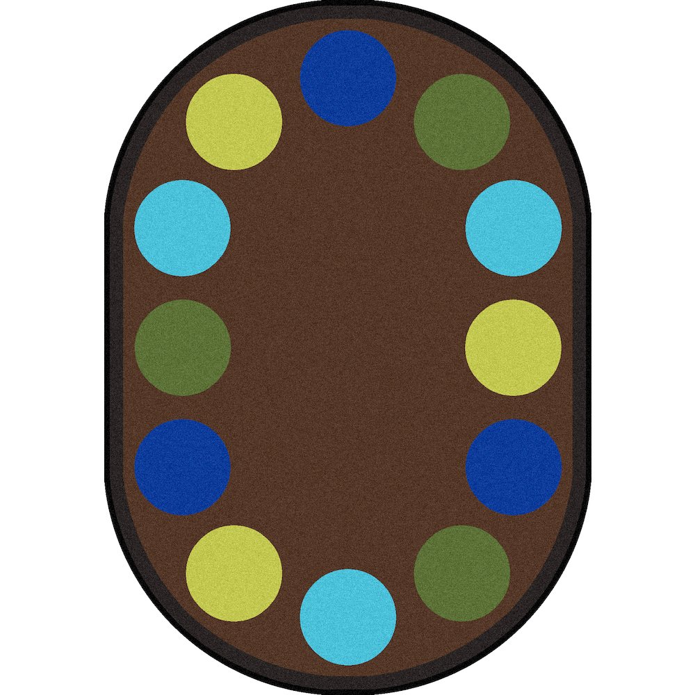 Kid Essentials Lots of Dots 5'4" x 7'8" Oval Area Rug in Color Earthtone. Picture 1