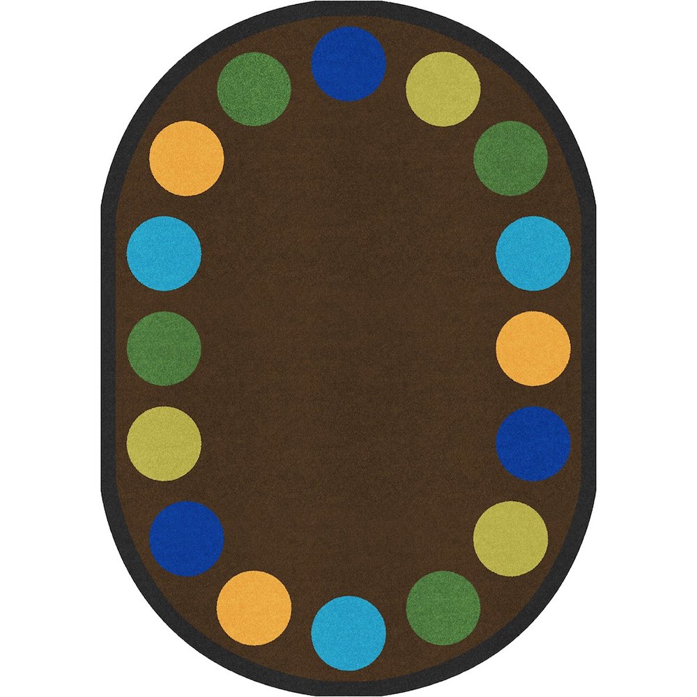Kid Essentials Lots of Dots 7'8" x 10'9" Oval Area Rug in Color Earthtone. Picture 1