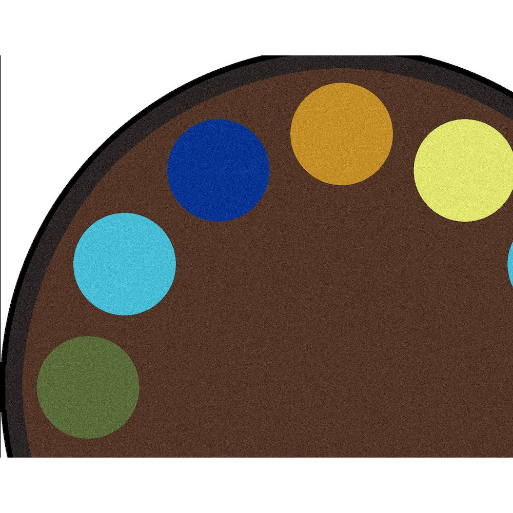 Kid Essentials Lots of Dots 7'7" Round Area Rug in Color Earthtone. Picture 2