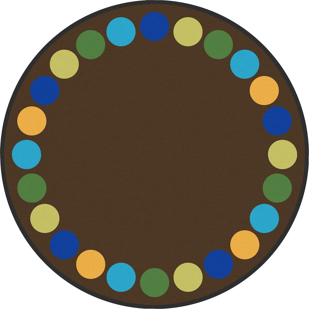 Kid Essentials Lots of Dots 13'2" Round Area Rug in Color Earthtone. Picture 1