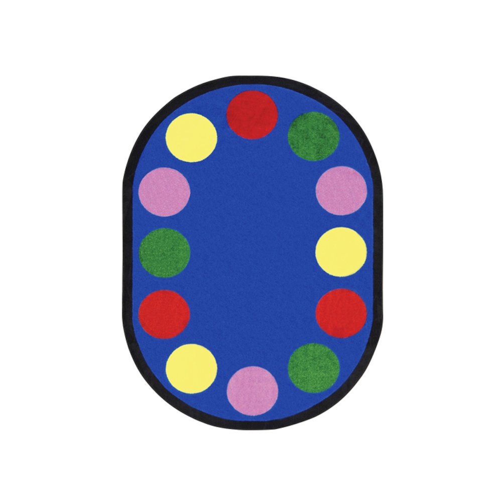 Kid Essentials Lots of Dots 5'4" x 7'8" Oval Area Rug in Color Multi. Picture 1
