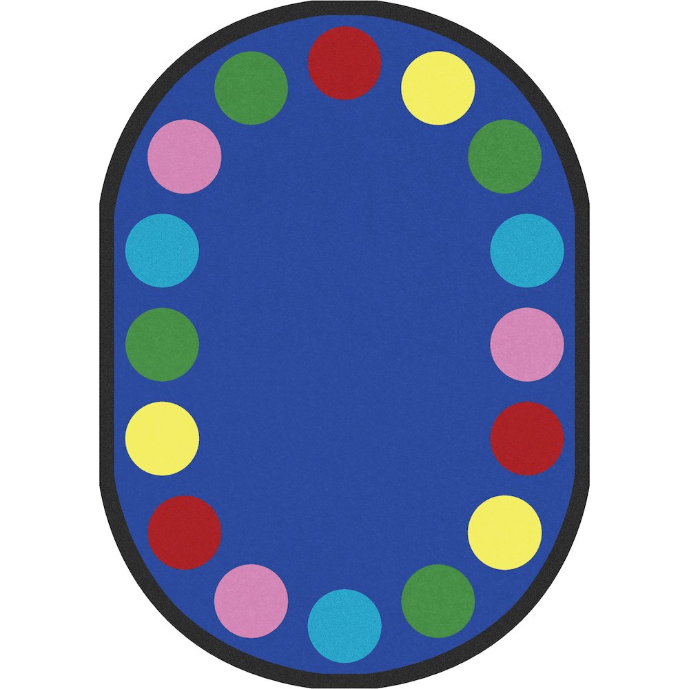 Kid Essentials Lots of Dots 7'8" x 10'9" Oval Area Rug in Color Multi. Picture 1