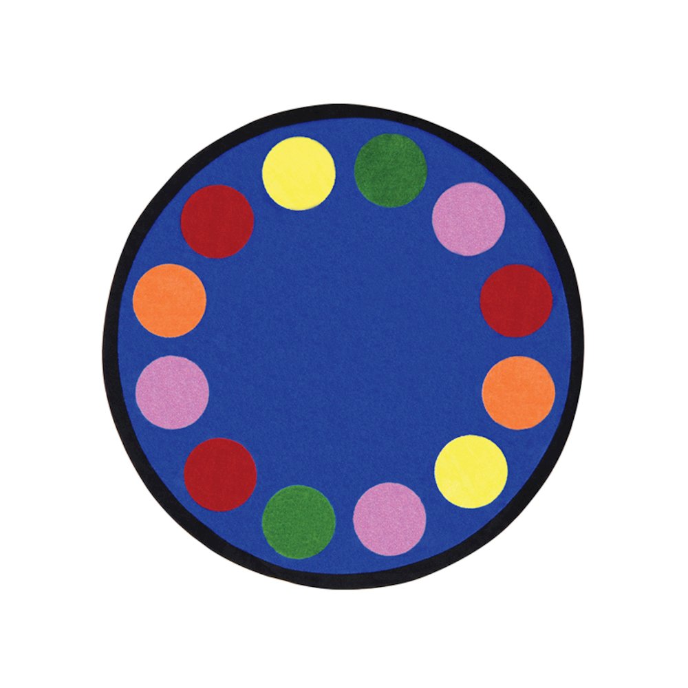 Kid Essentials Lots of Dots 7'7" Round Area Rug in Color Multi. Picture 1