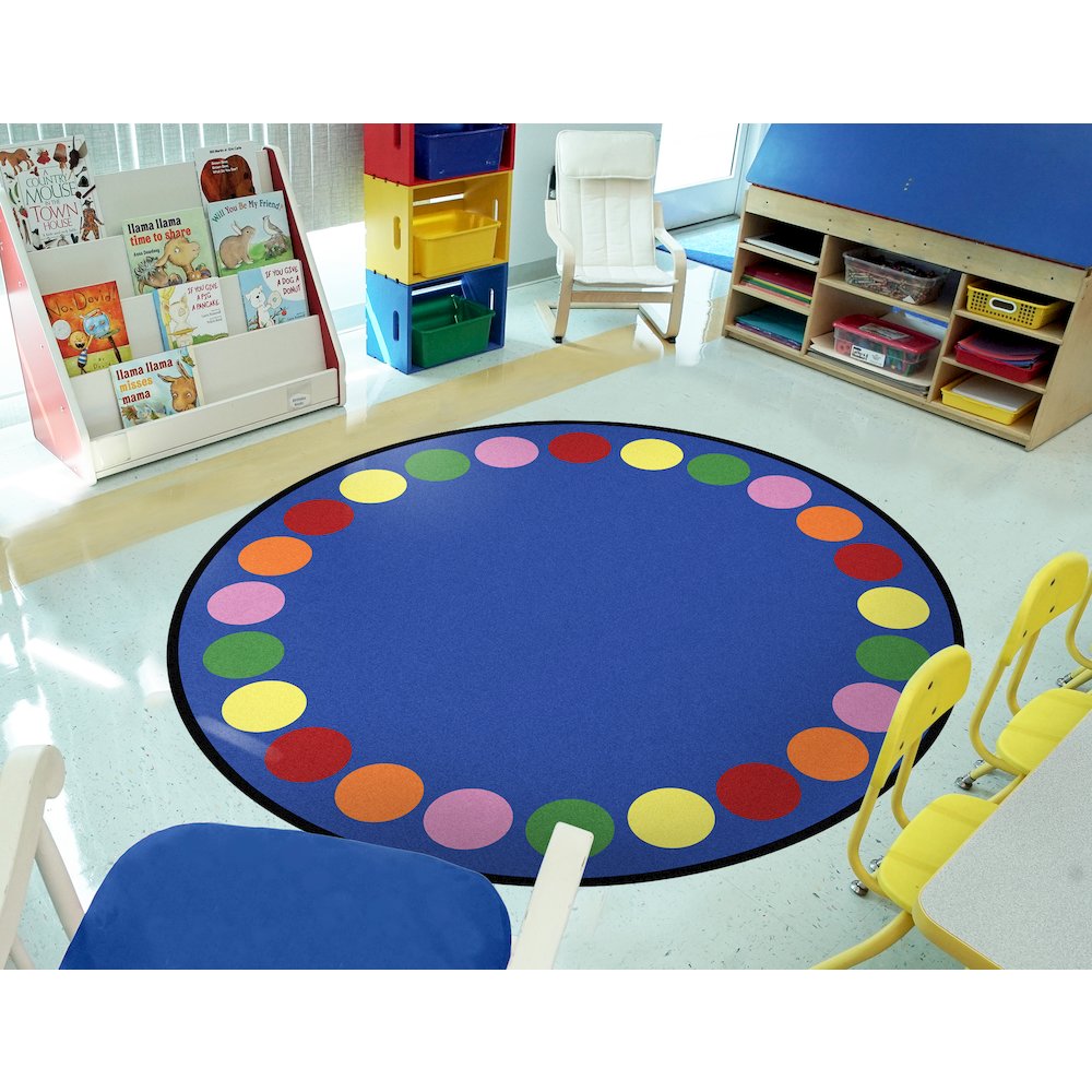 Kid Essentials Lots of Dots 13'2" Round Area Rug in Color Multi. Picture 2