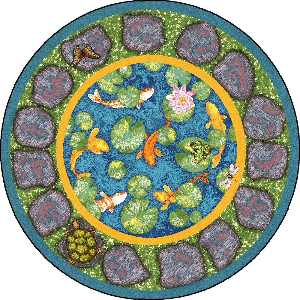 Kid Essentials Maria's Garden 7'7" Round Area Rug in Color Multi. Picture 1