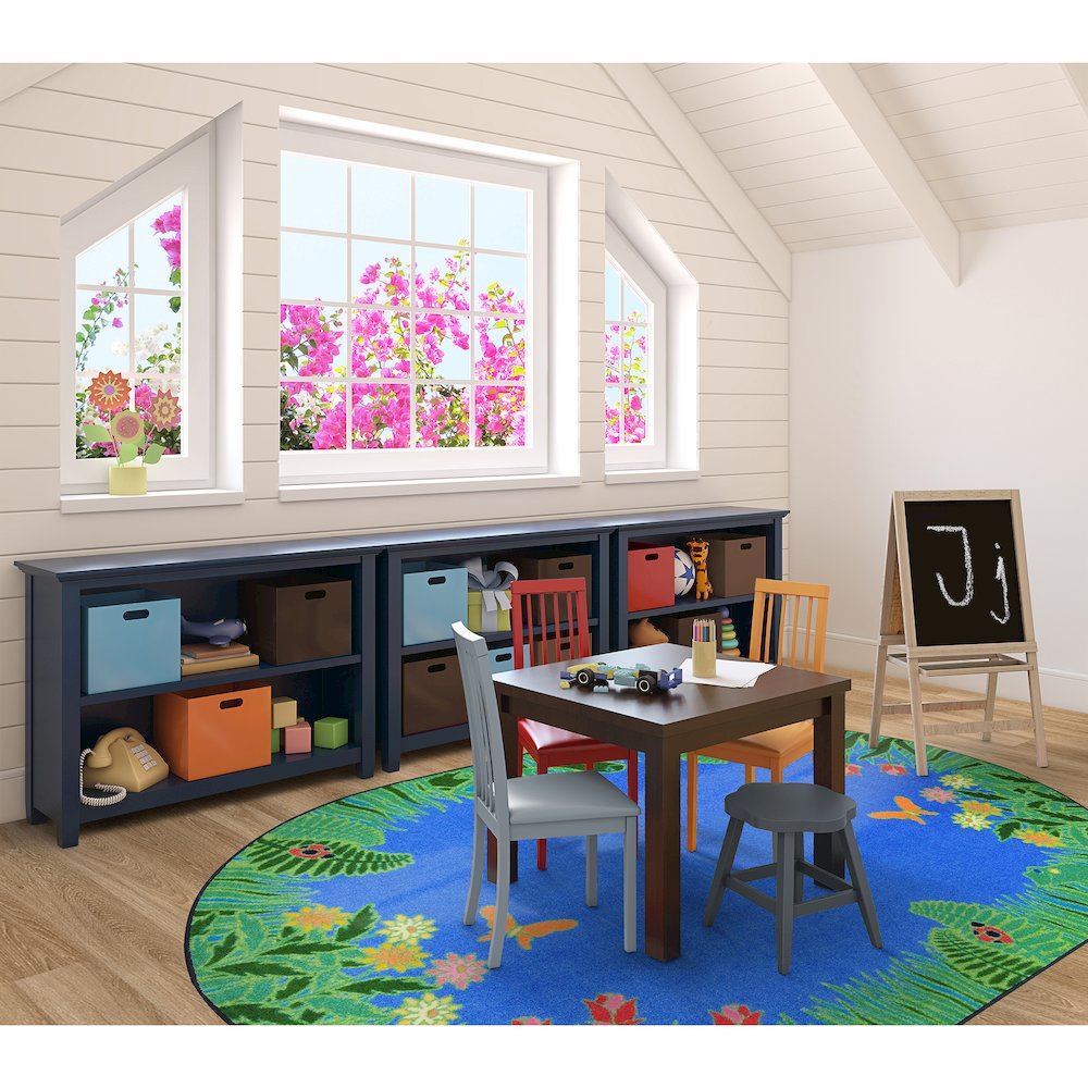Kid Essentials Merry Meadows 7'8" x 10'9" Oval Area Rug in Color Blue. Picture 4