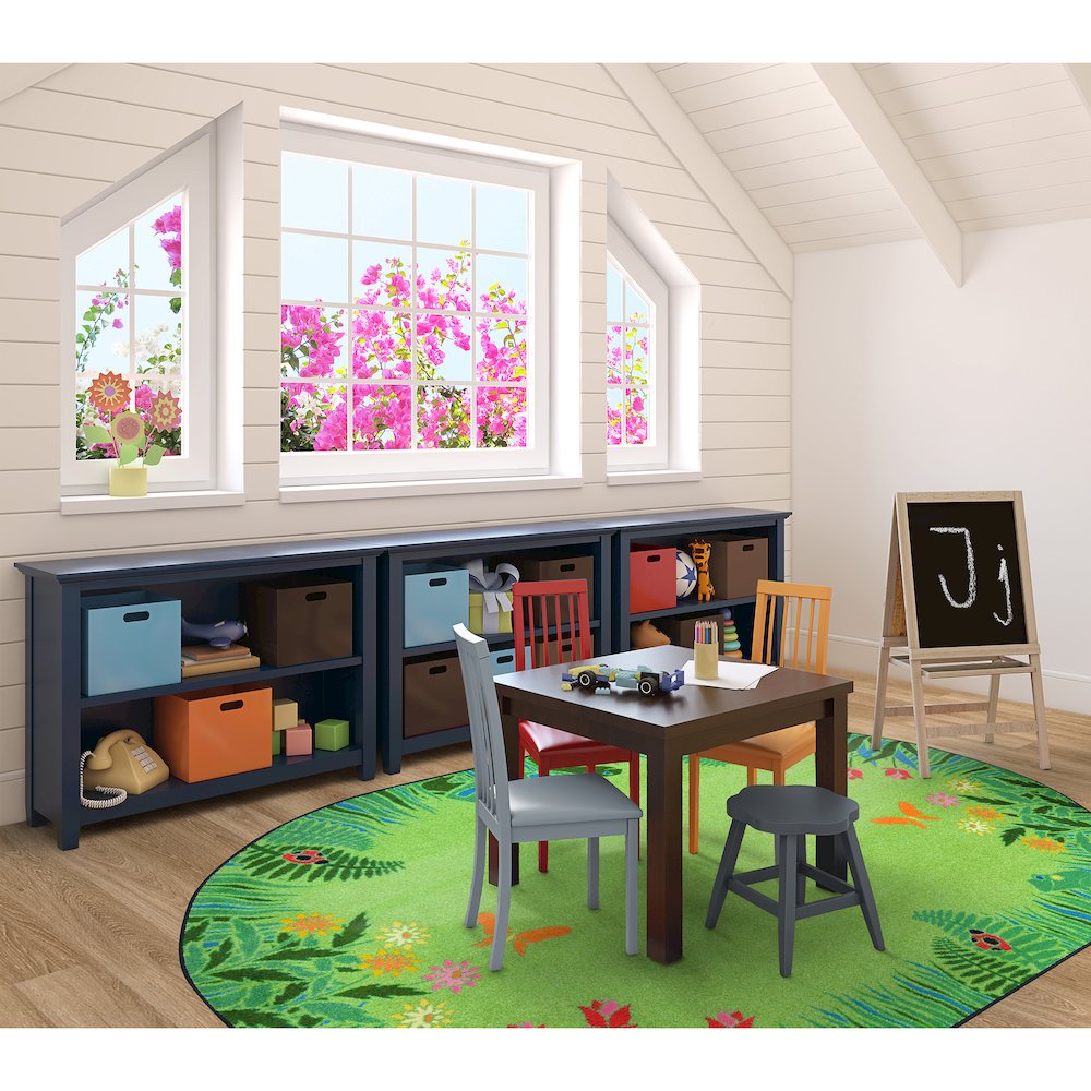 Kid Essentials Merry Meadows 7'8" x 10'9" Oval Area Rug in Color Green. Picture 4