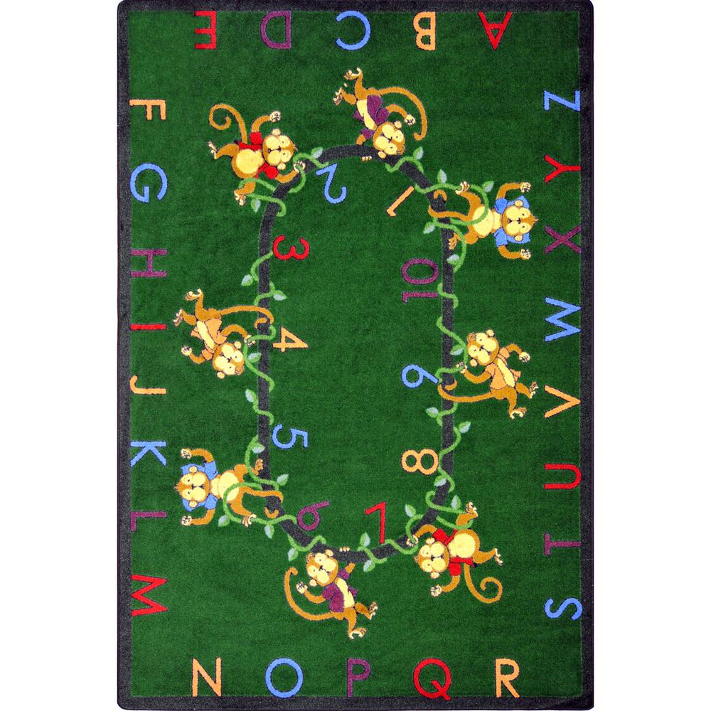 Kid Essentials Monkey Business 5'4" x 7'8" Area Rug in Color Green. Picture 1