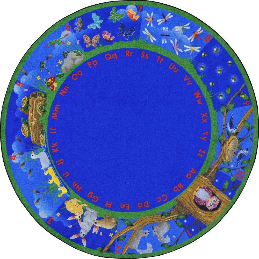 Kid Essentials Nature's Numbers 7'7" Round Area Rug in Color Multi. Picture 1