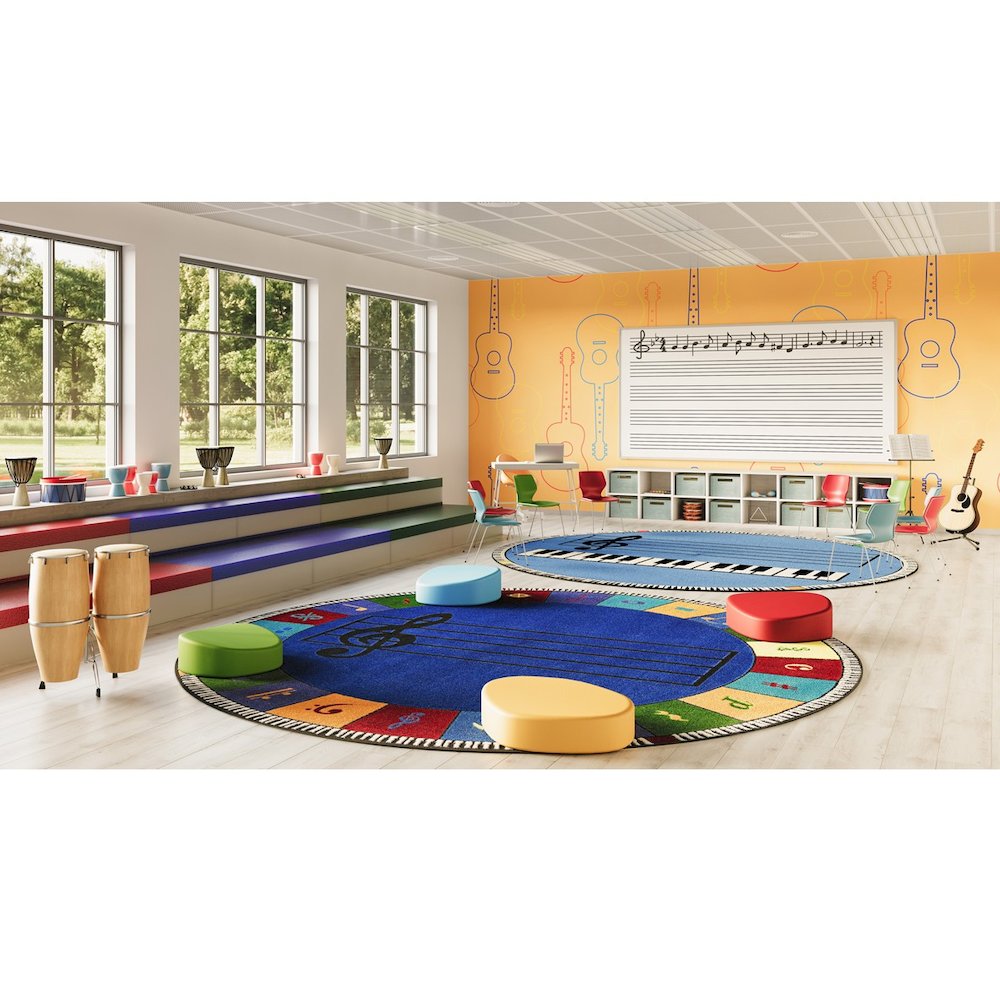 Kid Essentials Note Worthy (Elementary) 13'2" Round Area Rug in Color Multi. Picture 3