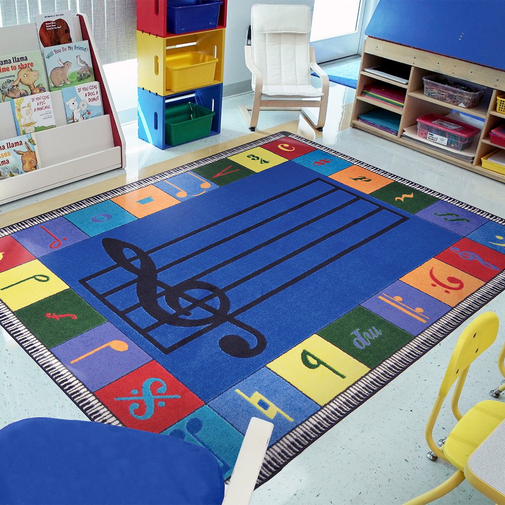 Kid Essentials Note Worthy (Elementary) 5'4" x 7'8" Area Rug in Color Multi. Picture 3