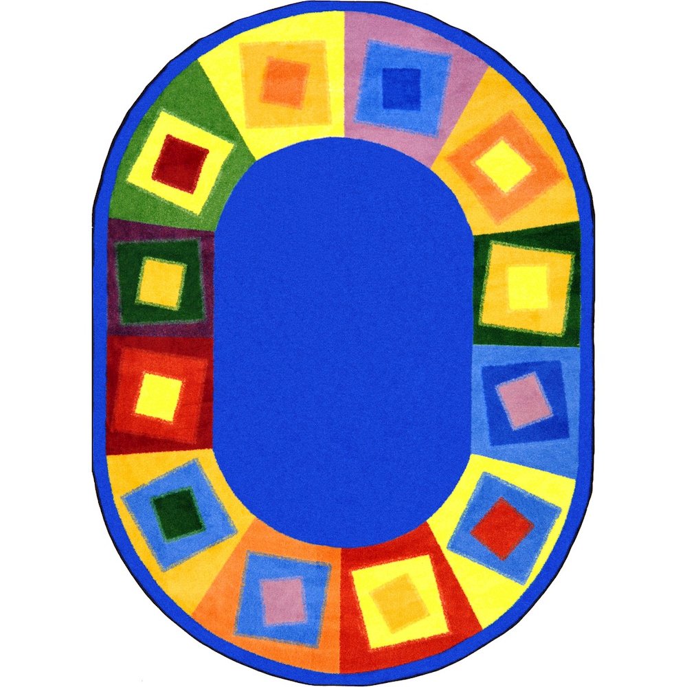 Kid Essentials Off Balance 5'4" x 7'8" Oval Area Rug in Color Brights. Picture 1