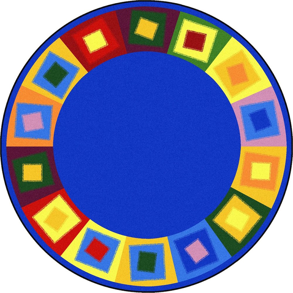 Kid Essentials Off Balance 7'7" Round Area Rug in Color Brights. Picture 1