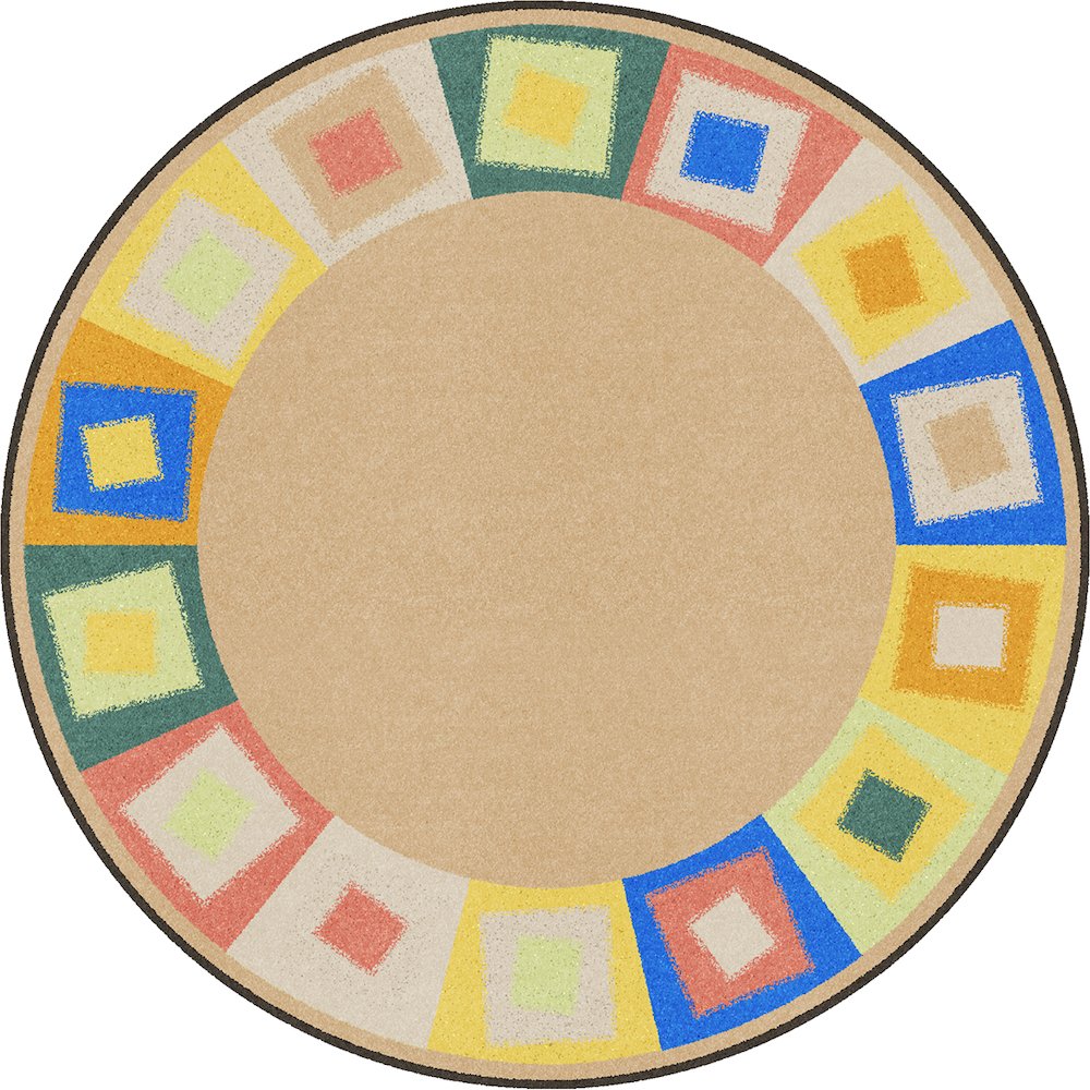 Kid Essentials Off Balance 7'7" Round Area Rug in Color Softs. Picture 1