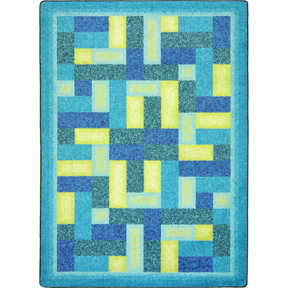 Kid Essentials Off Beat 3'10" x 5'4" Area Rug in Color Teal. Picture 1