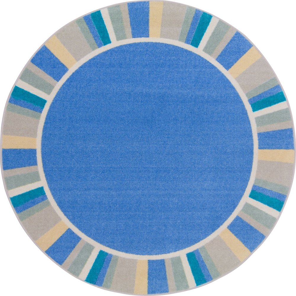 Kid Essentials Off the Cuff 7'7" Round Area Rug in Color Light Blue. Picture 1