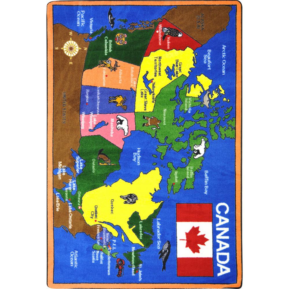 Kid Essentials Oh Canada 5'4" x 7'8" Area Rug in Color Multi. Picture 1