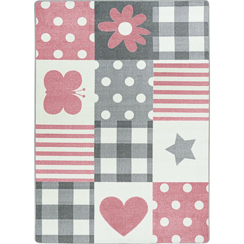 Claremont Kids Patchwork Girl 3'10" x 5'4" Area Rug in Color Blush. Picture 1