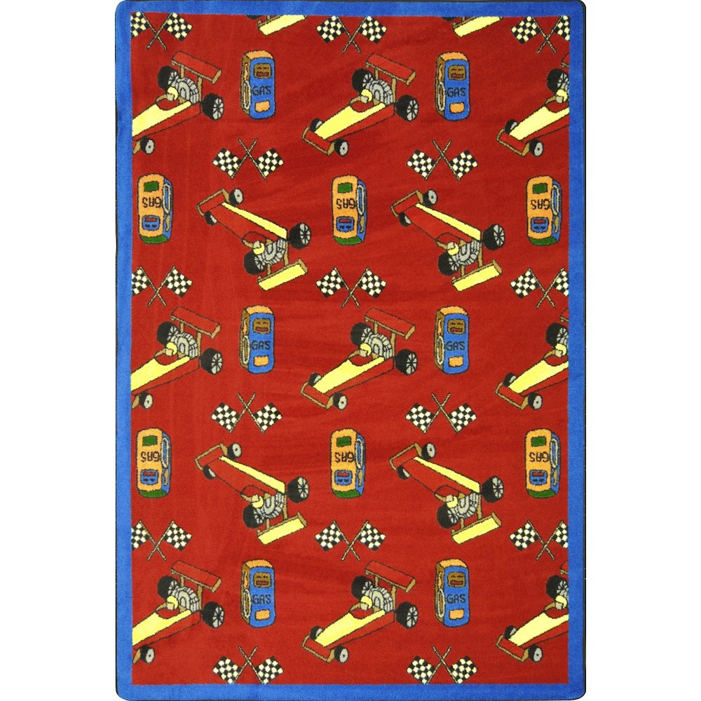 Playful Patterns Pit Stop 3'10" x 5'4" Area Rug in Color Red. Picture 1