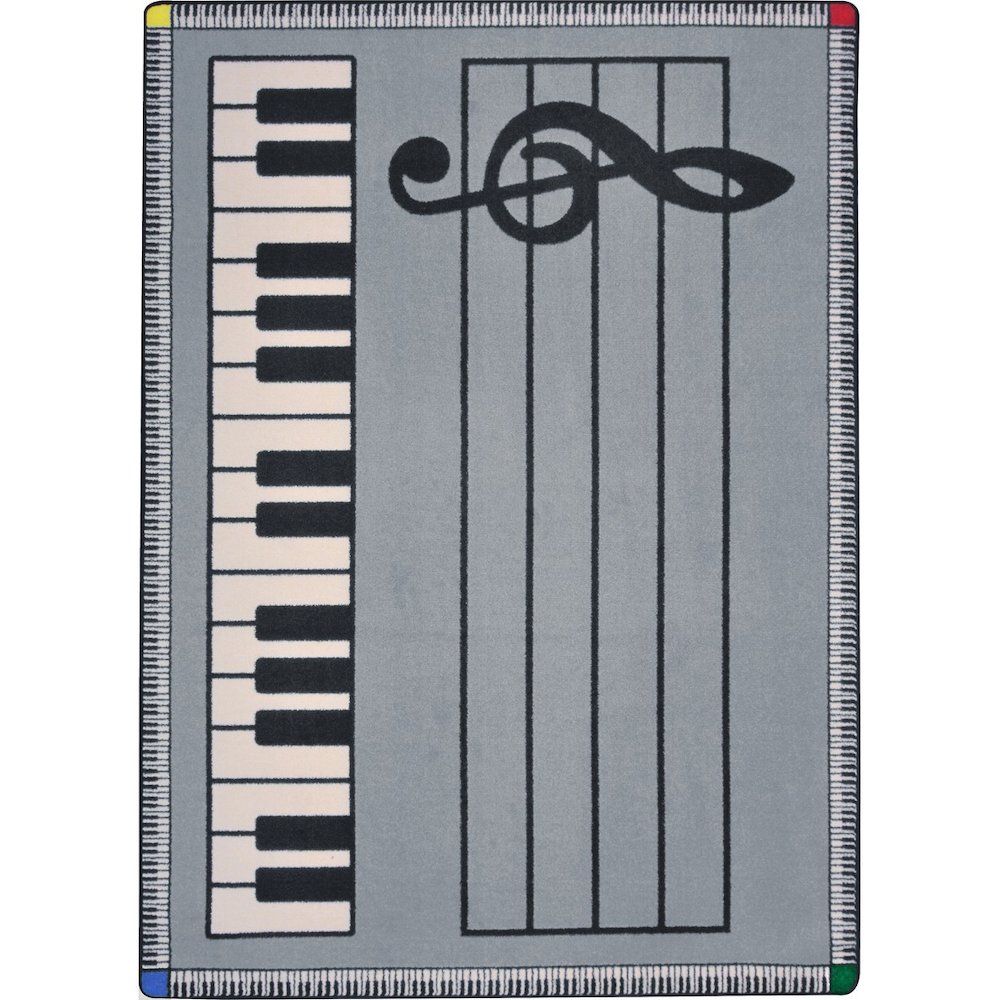 Kid Essentials Play Along 5'4" x 7'8" Area Rug in Color Gray w/ keys. Picture 1