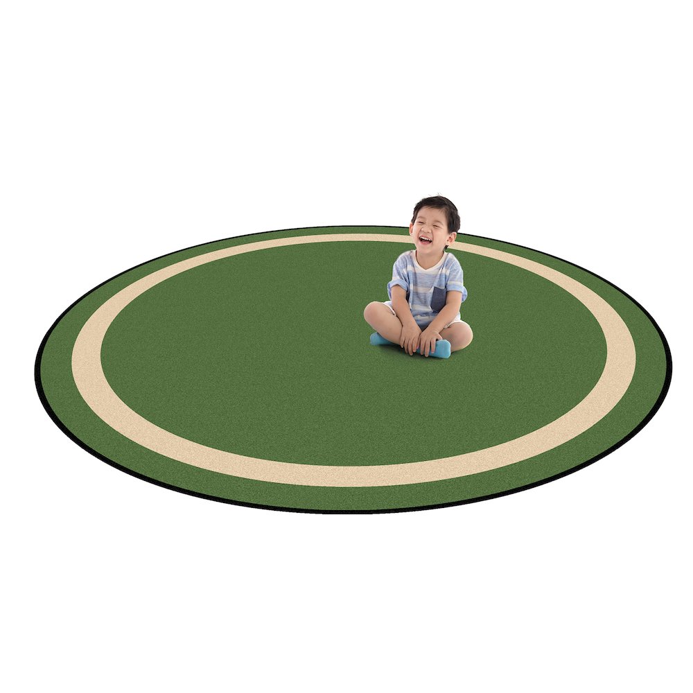 Kid Essentials Portrait 7'7" Round Area Rug in Color Greenfield. Picture 2