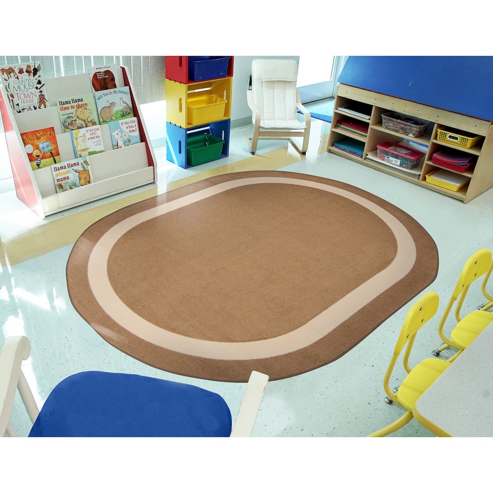 Kid Essentials Portrait 10'9" x 13'2" Oval Area Rug in Color Mocha. Picture 4