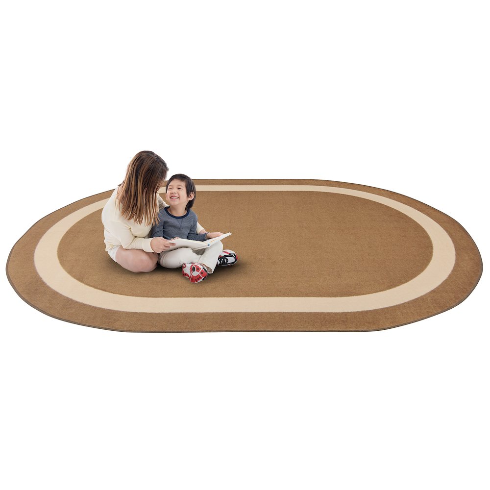 Kid Essentials Portrait 5'4" x 7'8" Oval Area Rug in Color Mocha. Picture 2