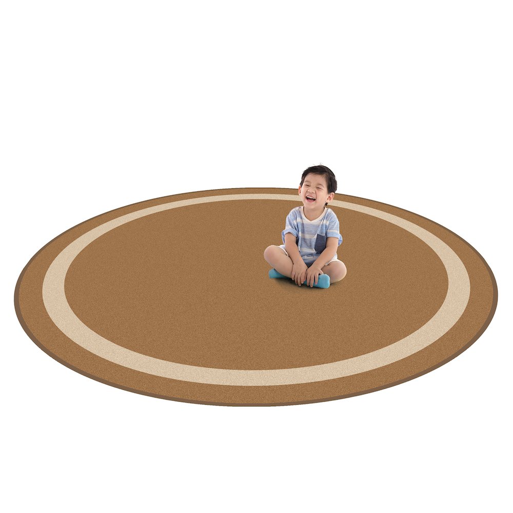 Kid Essentials Portrait 7'7" Round Area Rug in Color Mocha. Picture 2