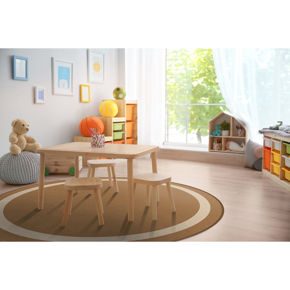 Kid Essentials Portrait 7'7" Round Area Rug in Color Mocha. Picture 3