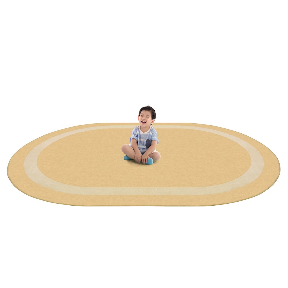Kid Essentials Portrait 5'4" x 7'8" Oval Area Rug in Color Sandstone. Picture 2