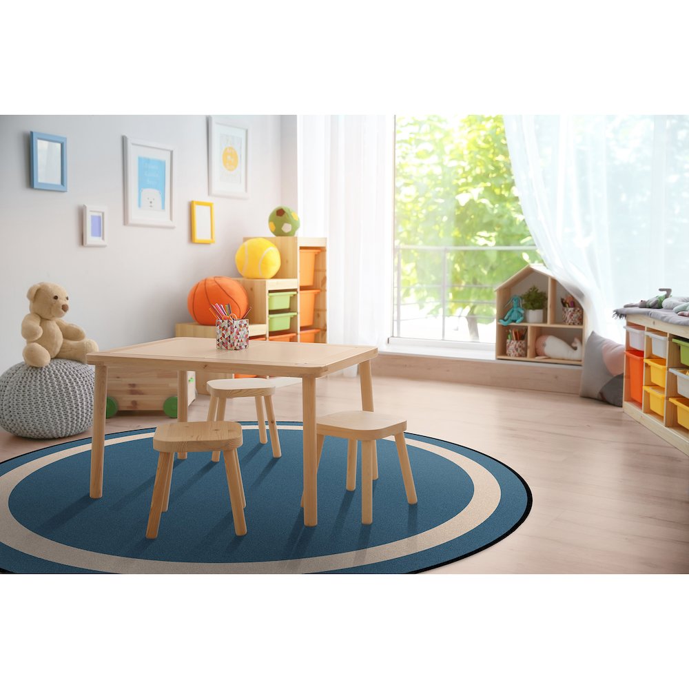 Kid Essentials Portrait 7'7" Round Area Rug in Color Seaside. Picture 3
