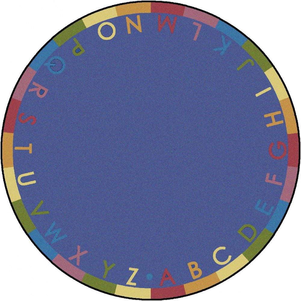 Kid Essentials Rainbow Alphabet 7'7" Round Area Rug in Color Pastel. Picture 1