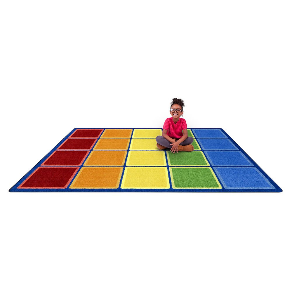 Kid Essentials Rainbow Blocks 5'4" x 7'8" Area Rug in Color Multi. Picture 2
