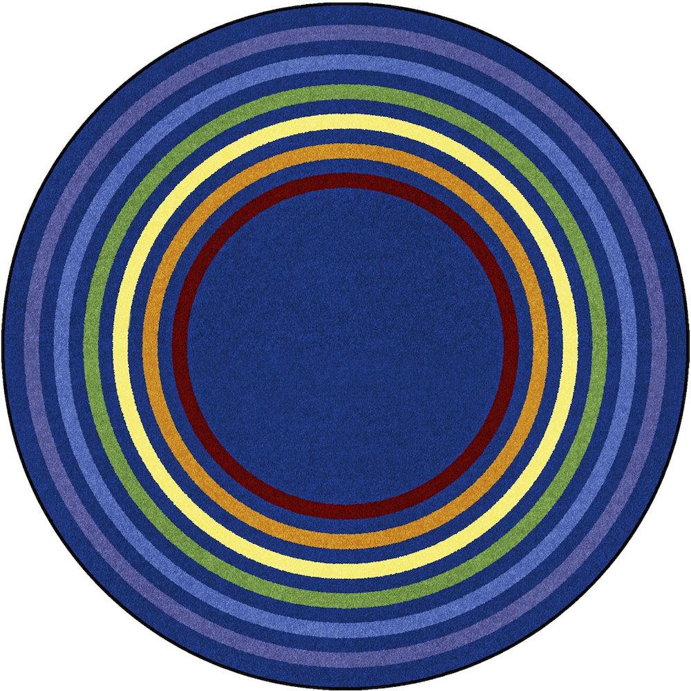 Kid Essentials Rainbow Rings 7'7" Round Area Rug in Color Multi. Picture 1