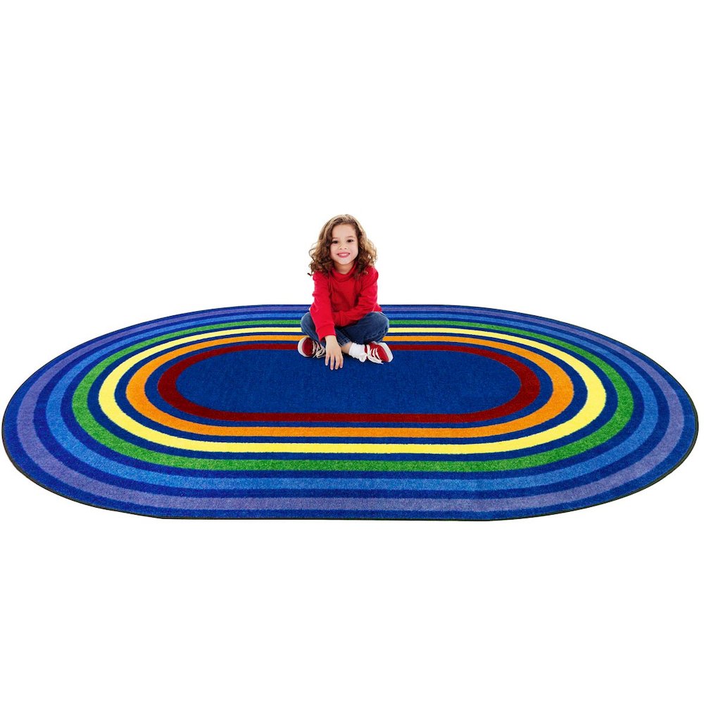 Kid Essentials Rainbow Rings 5'4" x 7'8" Oval Area Rug in Color Multi. Picture 2