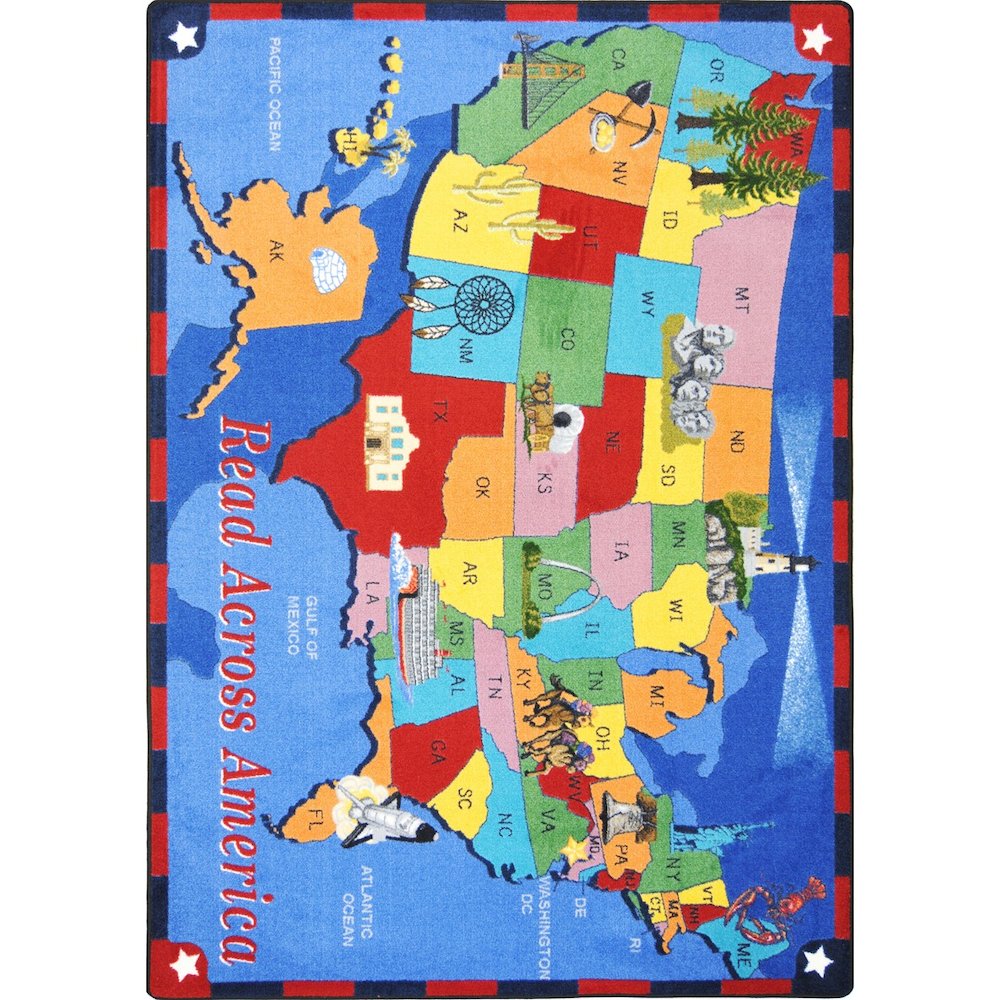 Kid Essentials Read Across America 5'4" x 7'8" Area Rug in Color Multi. Picture 1