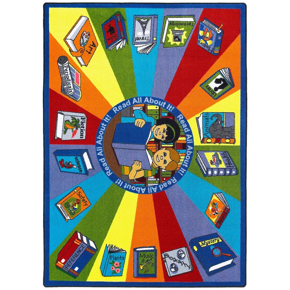 Kid Essentials Read All About It 5'4" x 7'8" Area Rug in Color Multi. Picture 1