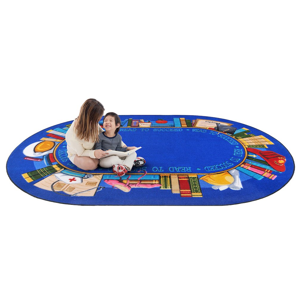 Kid Essentials Read to Succeed 7'8" x 10'9" Oval Area Rug in Color Multi. Picture 2