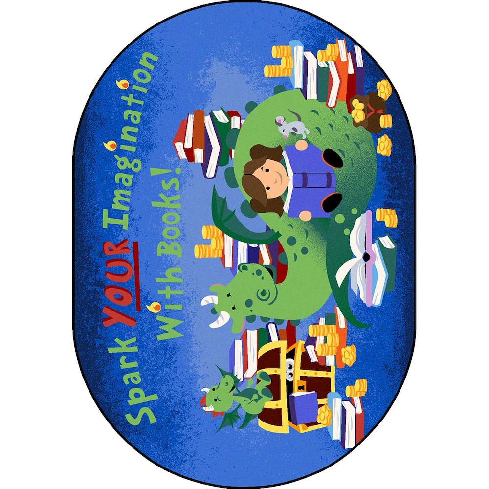 Kid Essentials Reading Cave 5'4" x 7'8" Oval Area Rug in Color Multi. Picture 1