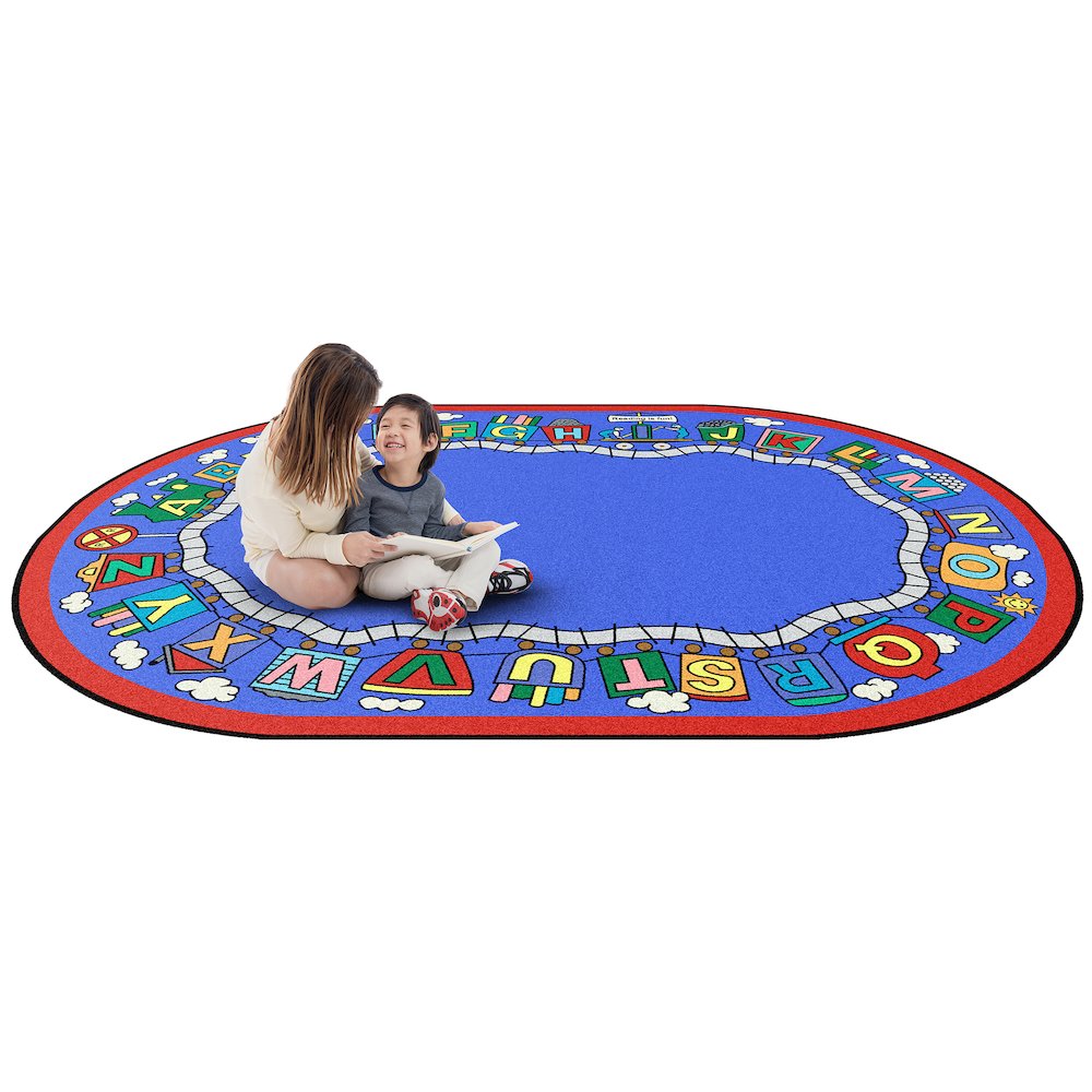 Kid Essentials Reading Train 5'4" x 7'8" Oval Area Rug in Color Multi. Picture 2